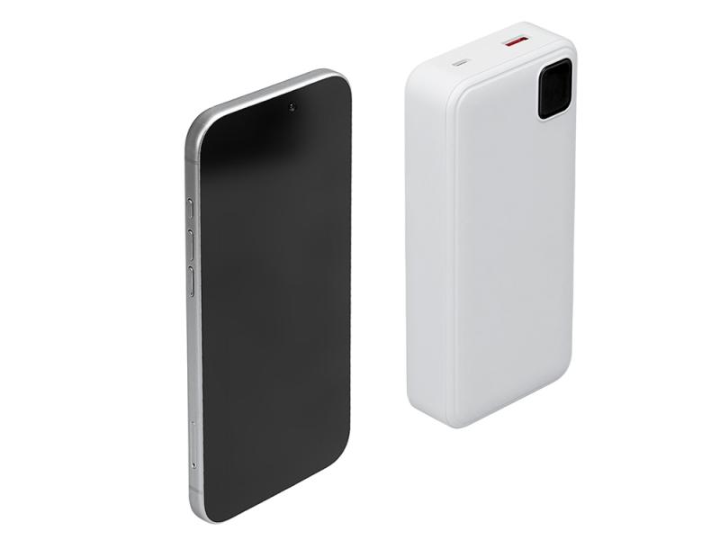 Внешний аккумулятор со встроенными кабелями Фрэйм Про, быстрая зарядка, 20000мач