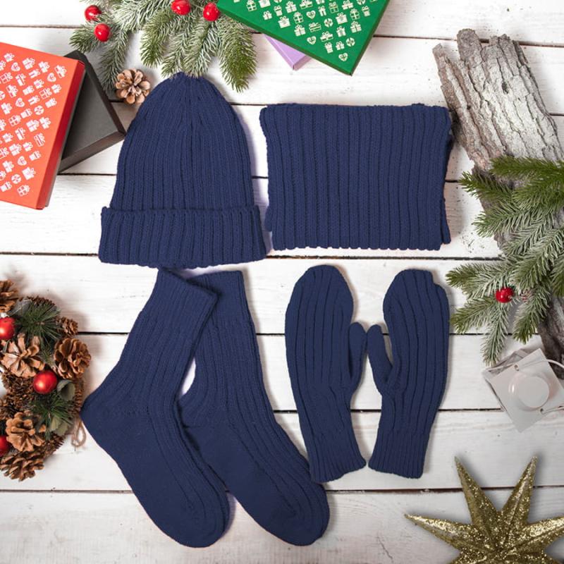 Набор подарочный НАСВЯЗИ©: шапка, шарф,  варежки, носки, бежевый