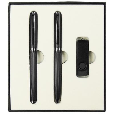 Набор подарочный Solution Prestige Trio (шариковая ручка, ручка роллер, флешка)