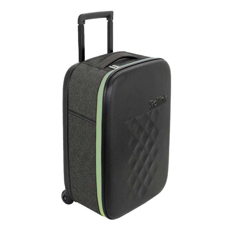 Чемодан складной Rollink Earth 55x40x20 см, 2 колеса, черный/зеленый