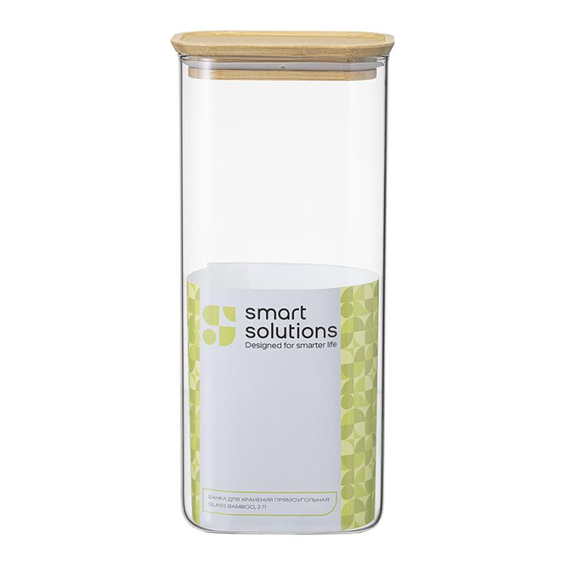 Банка для хранения прямоная glass bamboo, 2 л