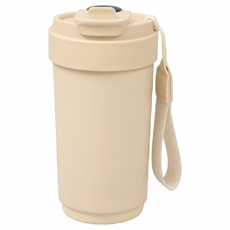 Термокружка Osaka с датчиком температуры, вакуумная, стальная, 410 мл, матовая, кремовая