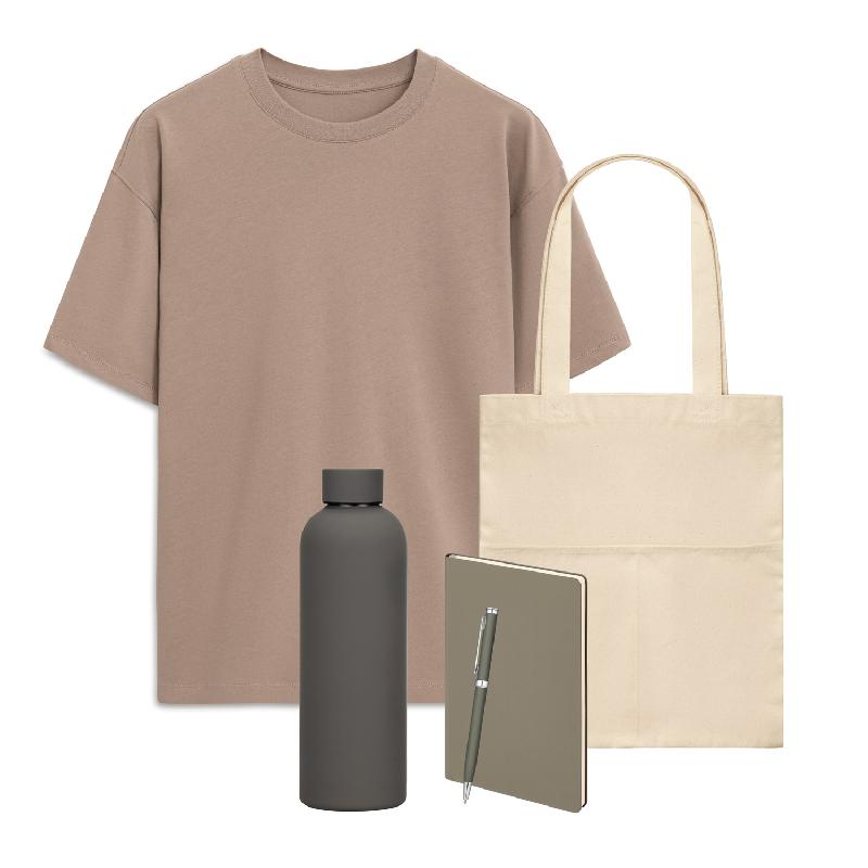 Набор с одеждой RUST (футболка, термобутылка, ежедневник, ручка, шоппер), мокко, XL2XL