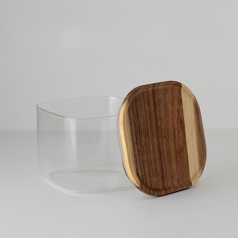 Банка для хранения квадратная glass acacia,1 л