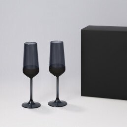 Подарочный набор 2 бокала для шампанского Black Edition в черной коробке