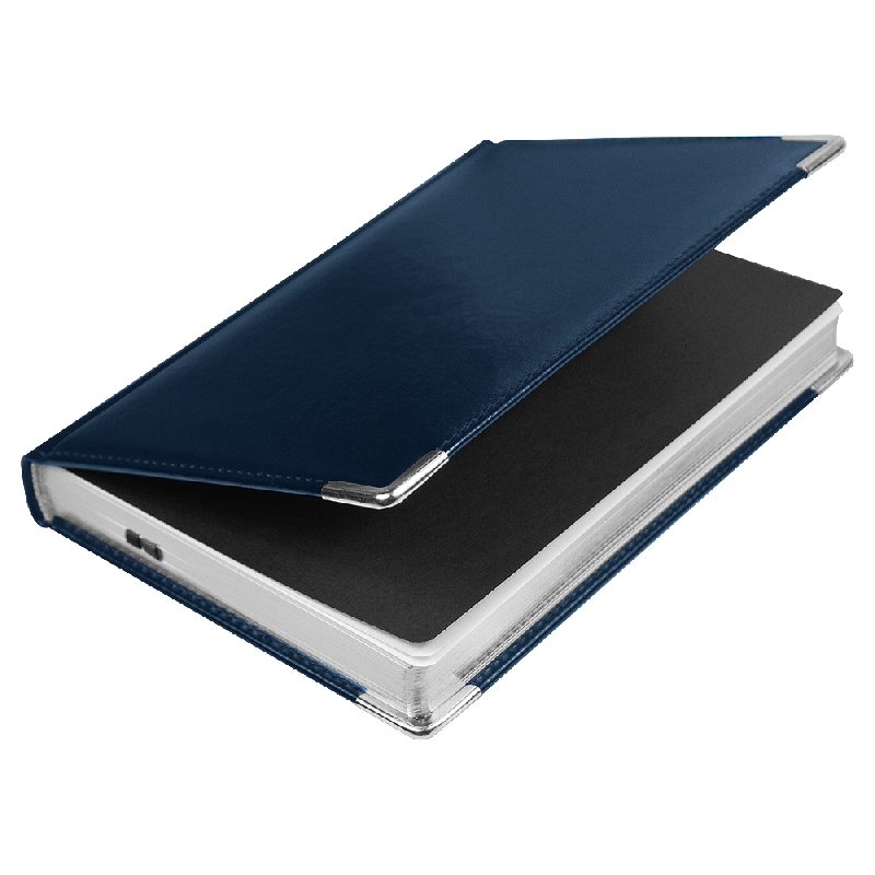 Ежедневник полудатированный Classic Pristine Silver А5, еталлическими уголками, в твердой обложке с поролоном