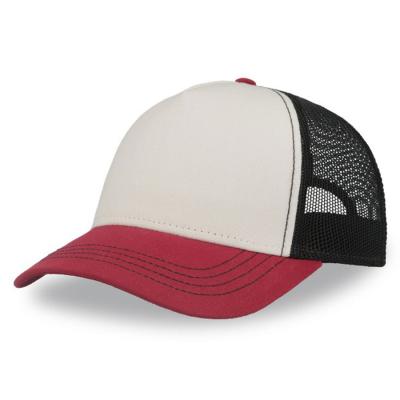 Бейсболка "RAPPER CANVAS-S", 5 клиньев, белый/бордовый/чёрный, пласт.заст., 100% полиэстер, 270 г/м2