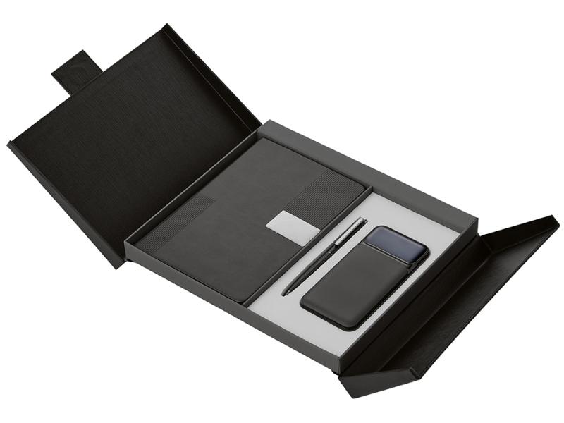 Подарочный набор Tesla с блокнотом А5, ручкой и пауэрбенком на 10 000 mAh