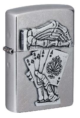 Зажигалка ZIPPO Dead Mans Hand с покрытием Street Chrome, латунь, 38x13x57 мм