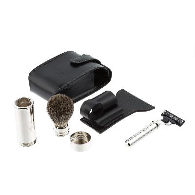 Дорожный бритвенный набор IL Ceppo в м чехле: бритвенный станок MACH3, помазок