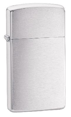Зажигалка ZIPPO Slim® с покрытием Brushed Chrome, латунь, овая, 29x10x60 мм