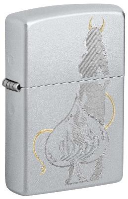 Зажигалка ZIPPO Devilish Ace с покрытием Satin Chrome, латунь, 38x13x57 мм