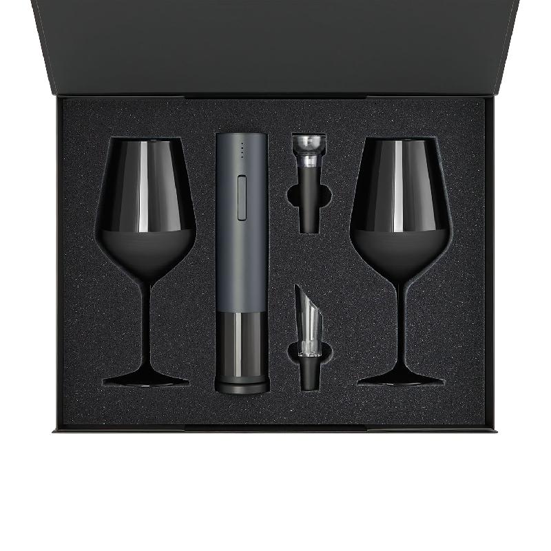 Подарочный набор 2 бокала для вина Black Edition + набор для вина Sacramento в черной коробке