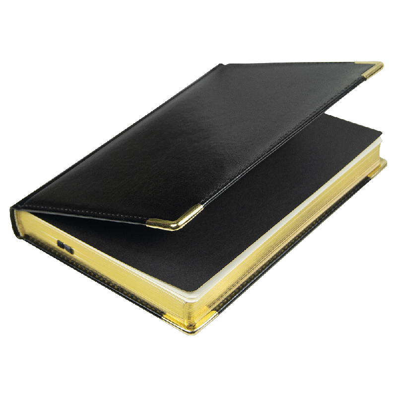 Ежедневник полудатированный Classic Pristine Gold А5, еталлическими уголками, в твердой обложке с поролоном