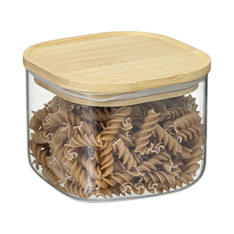 Банка для хранения квадратная glass bamboo,1 л