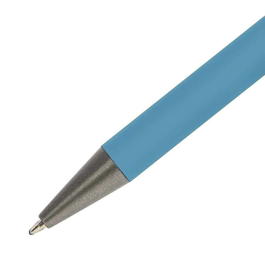 Ручка шариковая FACTOR, голубой/темно-серый, металл, пластик, софт-покрытие
