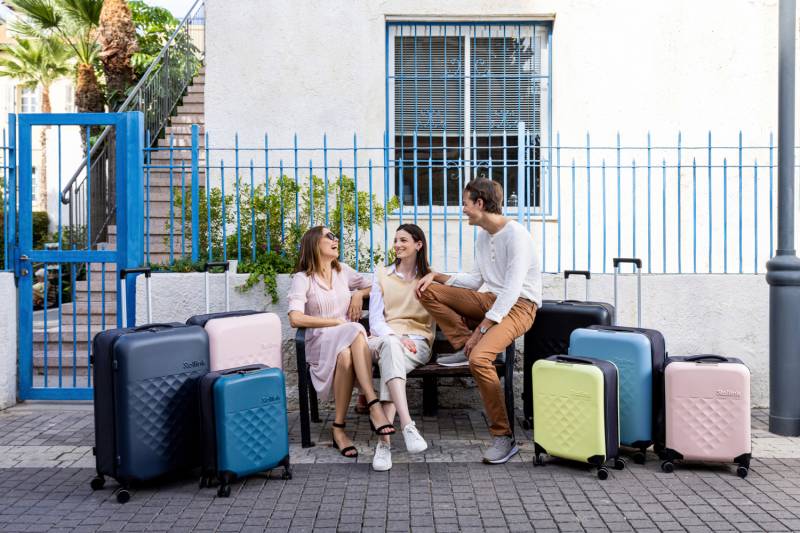 Чемодан складной Rollink Vega 360 55x40x20 см, 4 колеса, серо-синий