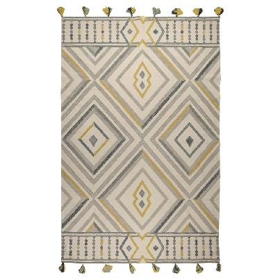 Ковер из хлопка с контрастным узором и кисточками из коллекции ethnic, 200х300 см