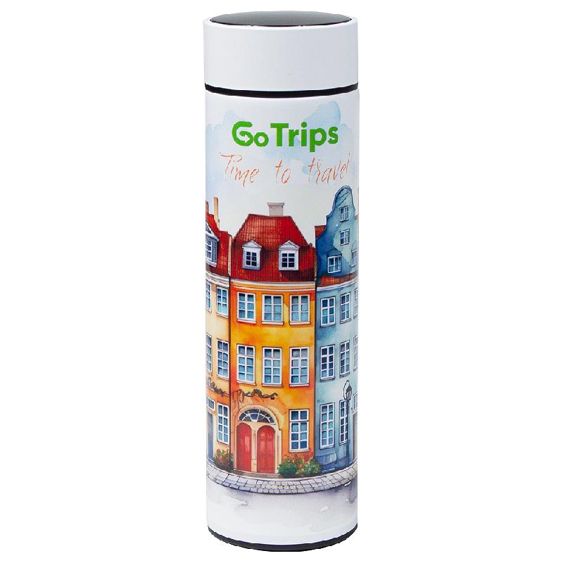 Термос Traveler Print Sample "Go Trip" вакуумный, стальной, 500 мл
