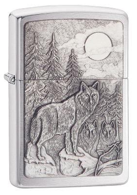 Зажигалка ZIPPO Timberwolves с покрытием Brushed Chrome,латунь,овая, 38x13x57мм
