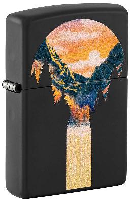 Зажигалка ZIPPO Mountain Waterfall с покрытием Black Light, латунь,овая 38x13x57 мм