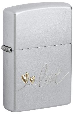 Зажигалка ZIPPO Love Design с покрытием Satin Chrome, латунь, 38x13x57 мм