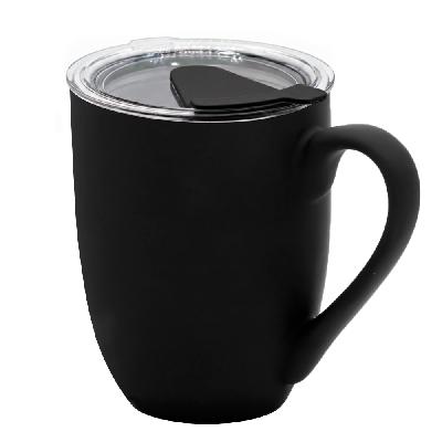 Кружка с крышкой Velvet Duo, софт-тач, чёрная