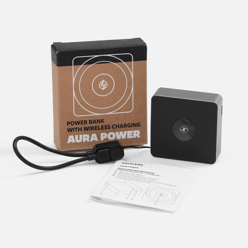 Внешний аккумулятор с беспроводной зарядкой Aura Power 5000 мАч