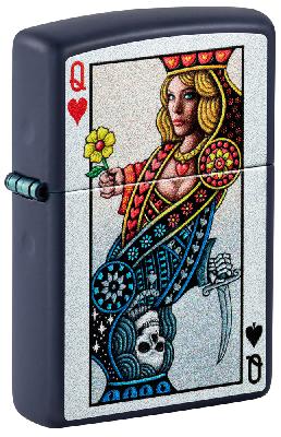Зажигалка ZIPPO Queen Design с покрытием Navy Matte, латунь, овая, 38x13x57 мм