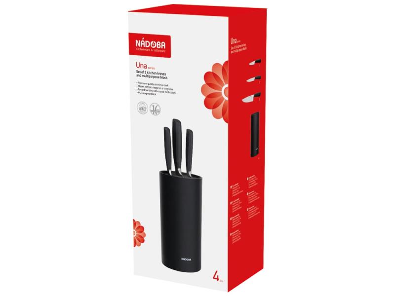 Набор из 3 кухонных ножей в универсальном блоке UNA