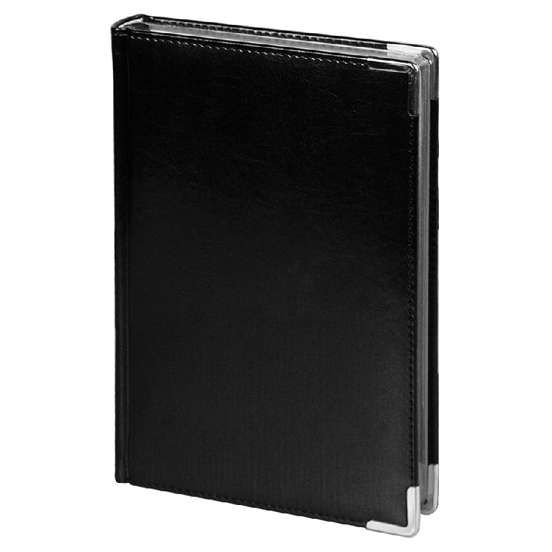 Ежедневник полудатированный Classic Pristine Silver А5, еталлическими уголками, в твердой обложке с поролоном