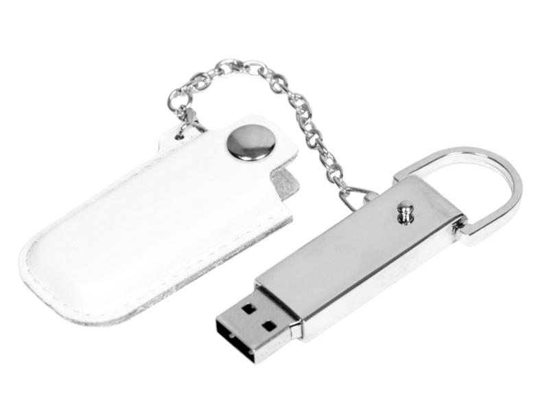 USB 2.0- флешка на 32 Гб в массивном корпусе с кожаным чехлом