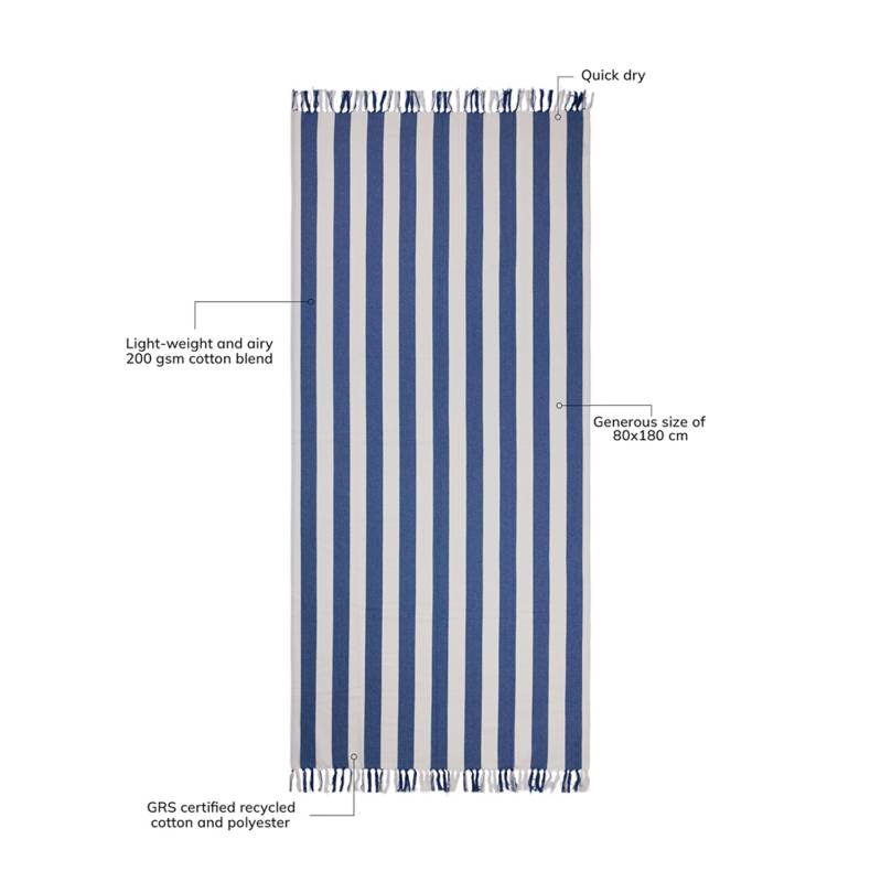 Полотенце для хаммама VINGA Ornos из переработанного хлопка GRS, 80х180 см