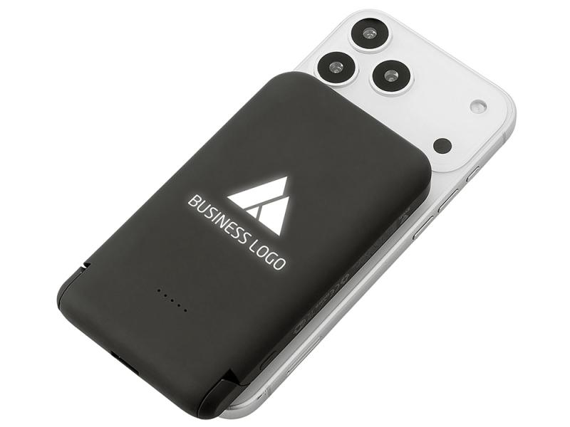 Беспроводной внешний аккумулятор с подсветкой лого и подставкой Magflash, 10000 мАч, 15 Вт