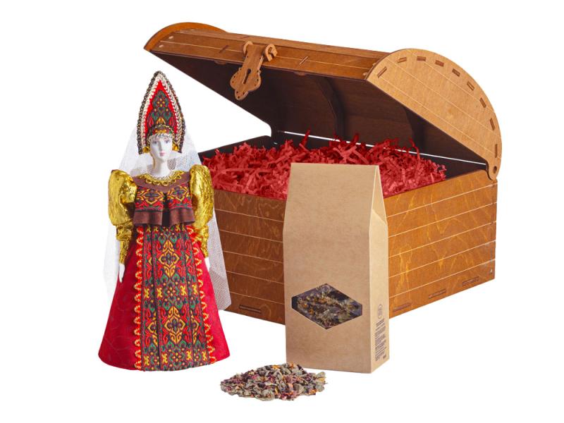 Подарочный набор: кукла фарфоровая, чай Малина с мятой