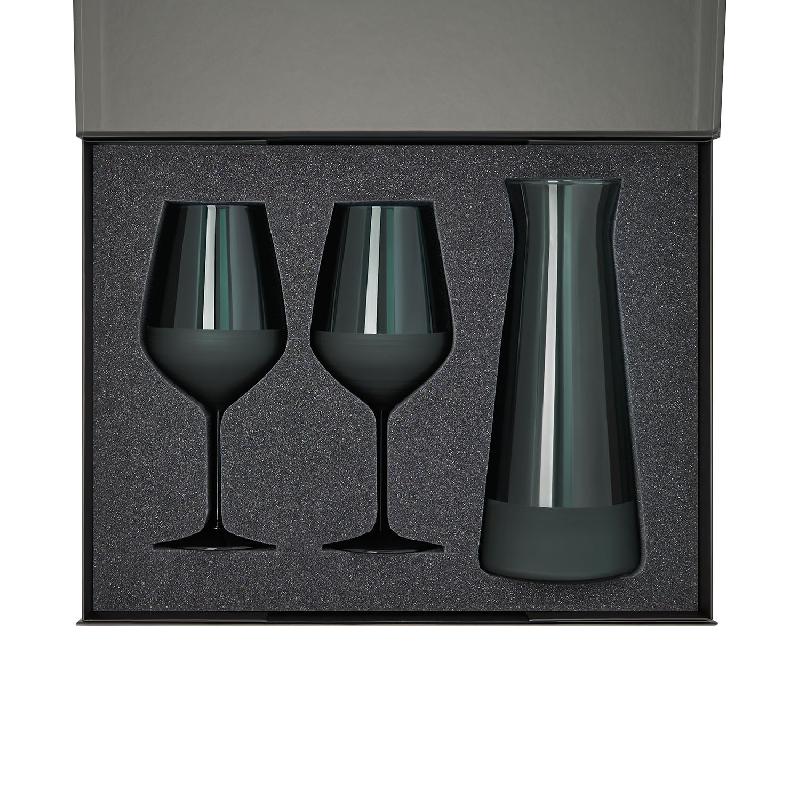 Подарочный набор декантер + 2 бокала для вина Emerald в черной коробке