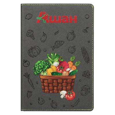 Ежедневник Flexy Latte Print Sample Ашан А5,  с салатовым срезом, недатированный, в гибкой обложке