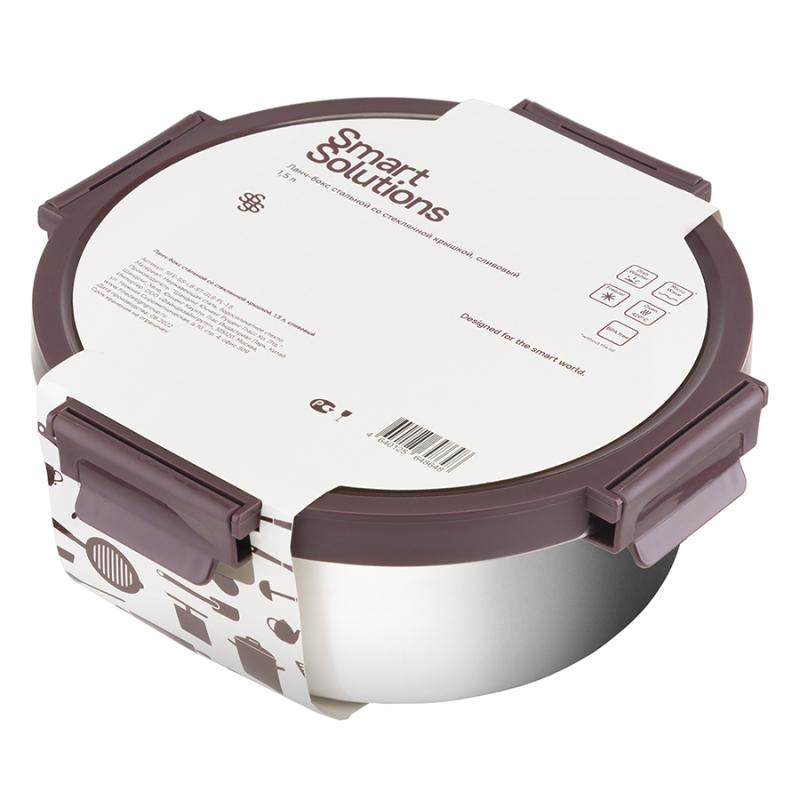 Контейнер стальной круглый click steel, 1,5 л