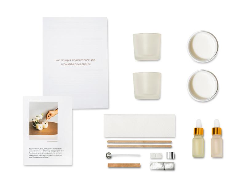 Набор для создания 2-х ароматических свечей: амбра и табак/маракуйя, сандал и пачули