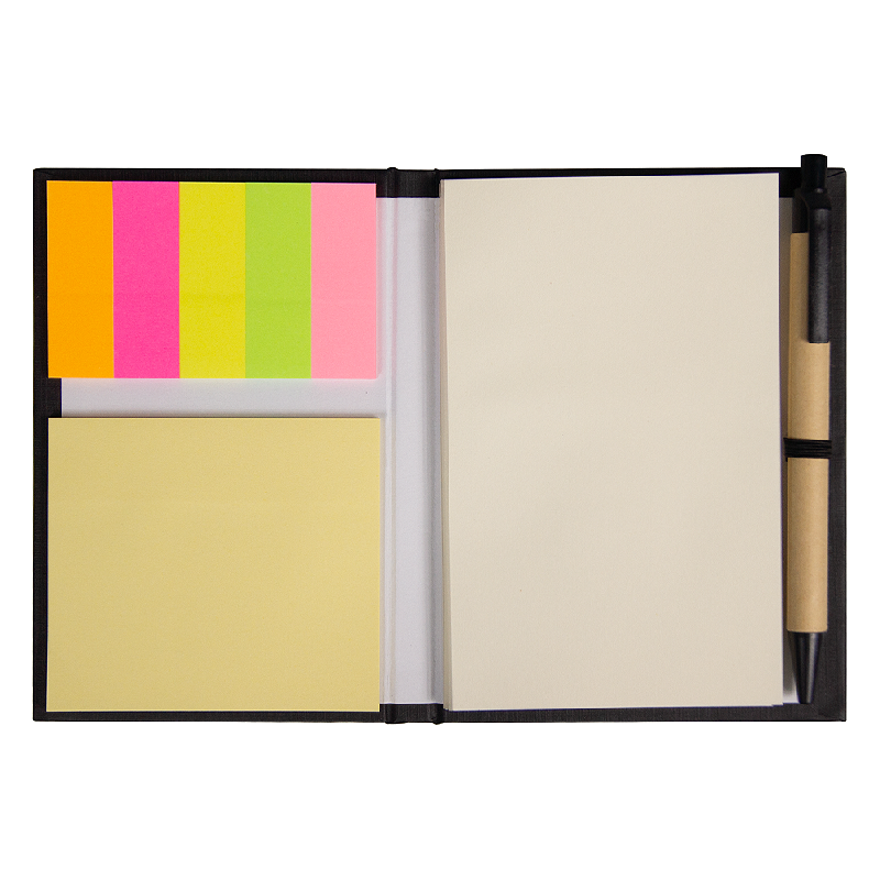 Блокнот А6  Stick and go с ручкой и набором стикеров в твердом переплете,  размер 11*14,5*1 см