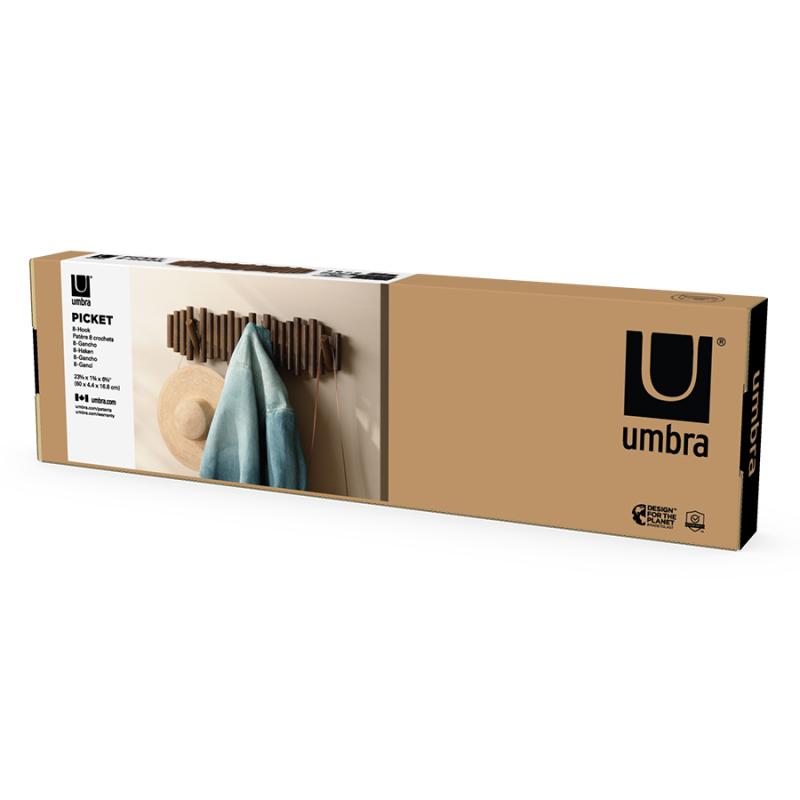 Вешалка настенная picket, 8 крючков, состаренный грецкий