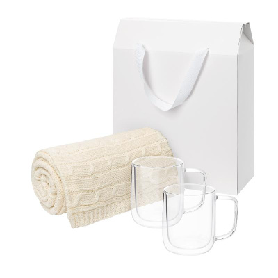 Подарочный набор Viora, Fado в белой коробке-пакете (2 кружки+плед)