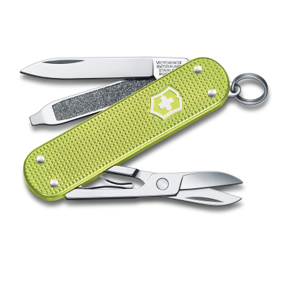 Ножбрелок VICTORINOX Classic SD Alox Colors "Lime Twist", 58 мм, 5 функций, светло