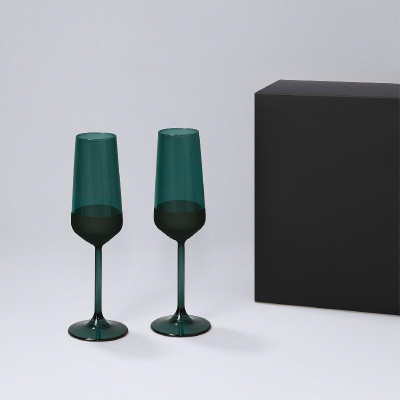 Подарочный набор 2 бокала для шампанского Emerald в черной коробке