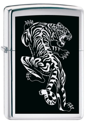 Зажигалка ZIPPO Tigre с покрытием Brushed Chrome, латунь, овая, 38x13x57 мм