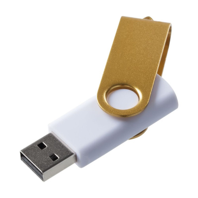 Флешка Twist Color, белая с желтым