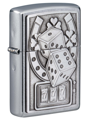 Зажигалка ZIPPO Lucky 7 с покрытием Street Chrome, латунь, 38x13x57 мм
