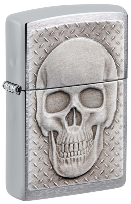 Зажигалка ZIPPO Skull Design с покрытием Brushed Chrome, латунь, 38x13x57 мм