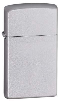 Зажигалка ZIPPO Slim® с покрытием Satin Chrome™, латунь, овая, 29x10x60 мм