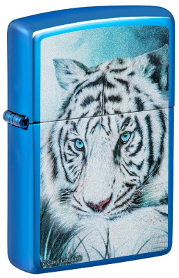 Зажигалка ZIPPO White Tiger с покрытием High Polish Blue, латунь, 38x13x57 мм